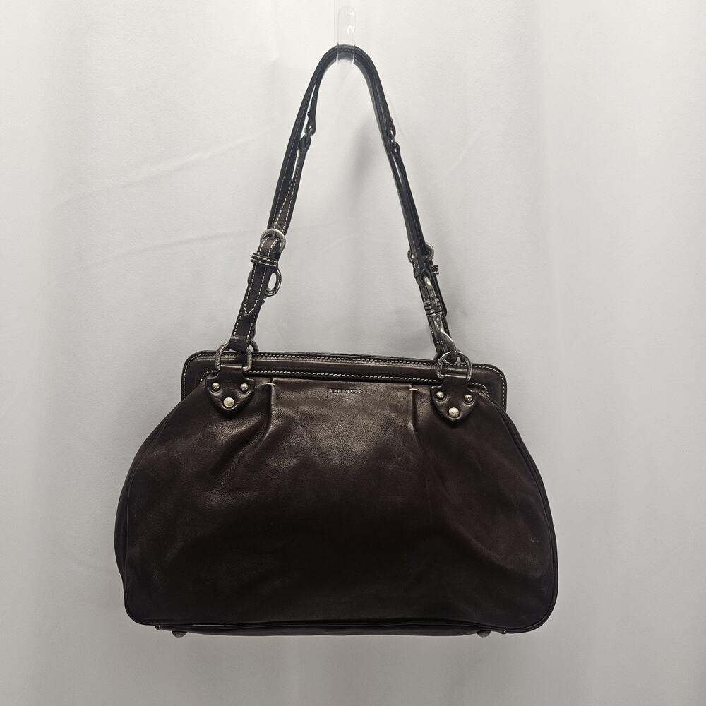 Vintage Leather Bag Dimoni Chocolate Brown Shoulder Handbag Satchel Purse